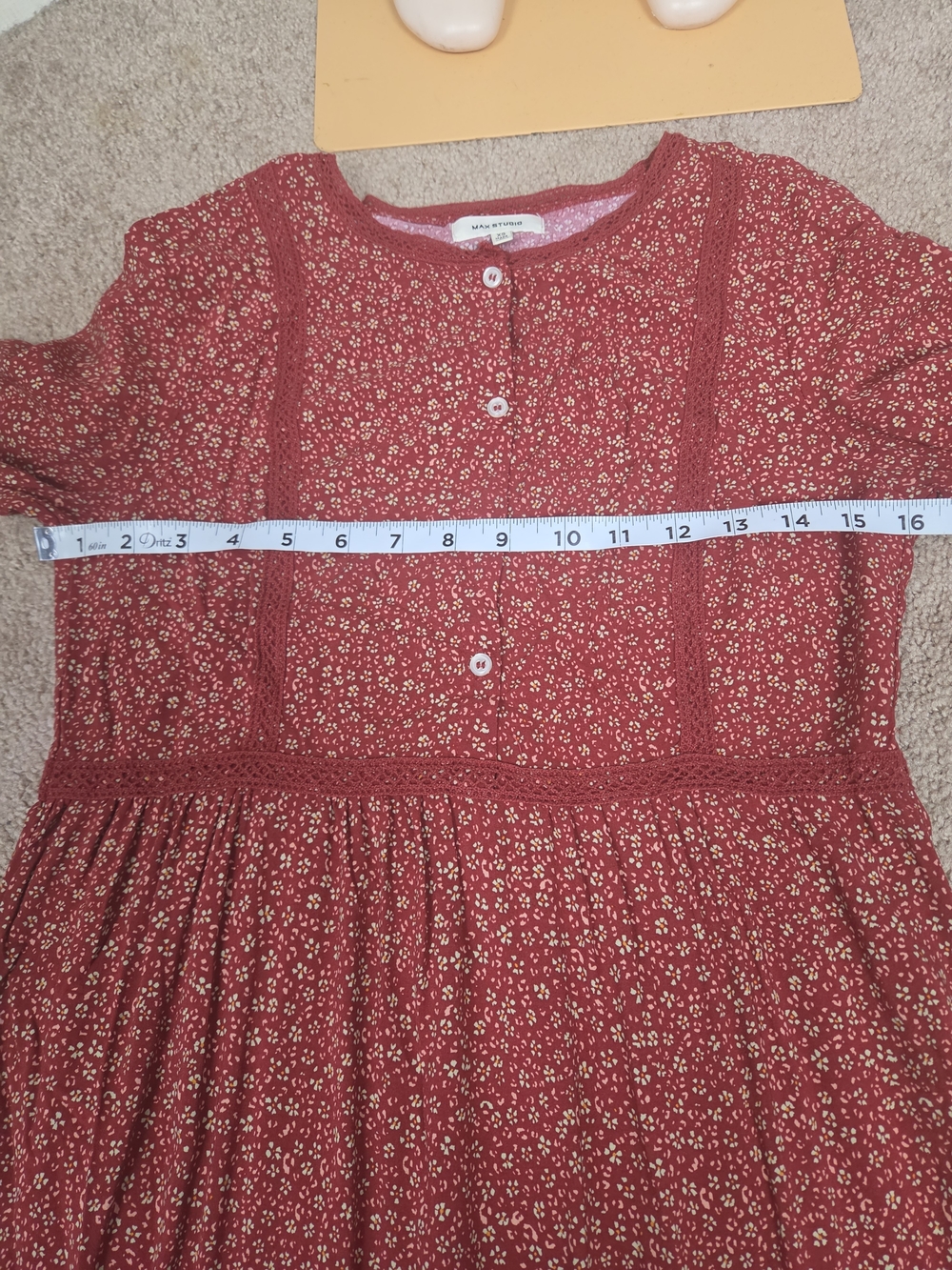 Max Studio Rust Red Floral Long Sleeve Midi Dress - Picture 7 of 8